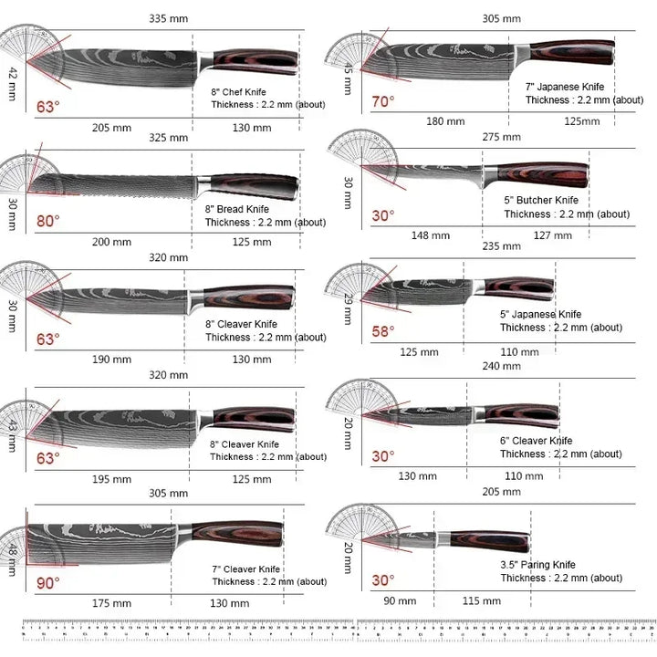 Japanese Damascus Pro Knife Set